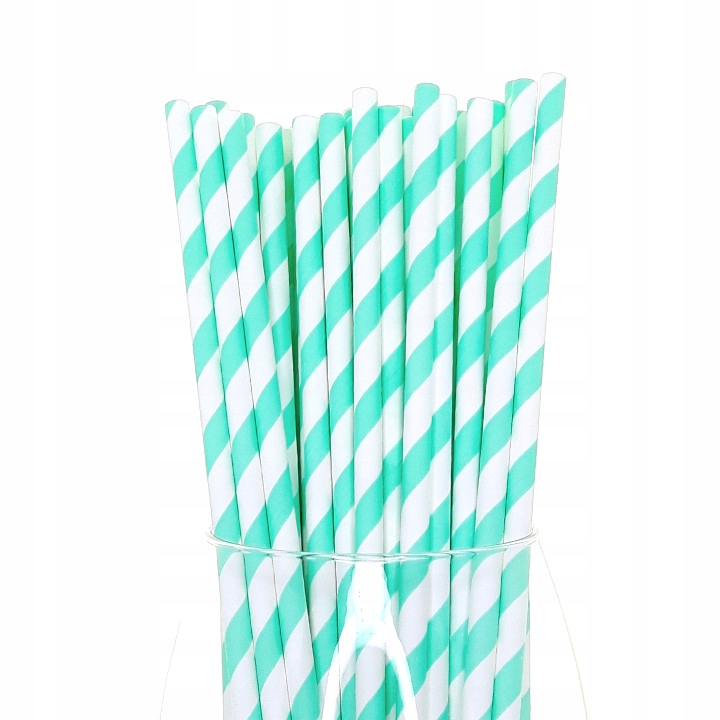 Słomki papierowe 250szt pomarańczowe paski 197x6mm Materiał papier
