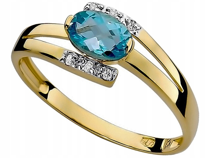 

Pierścionek Złoty Z Topazem I Brylantami