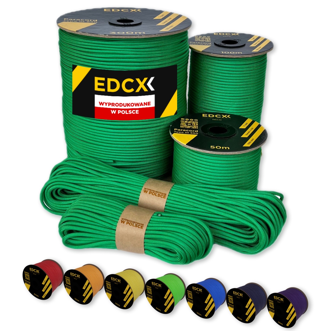 Linka Edcx 4mm Paracord 550 (Green, 300 m) Wyprodukowane w Polsce