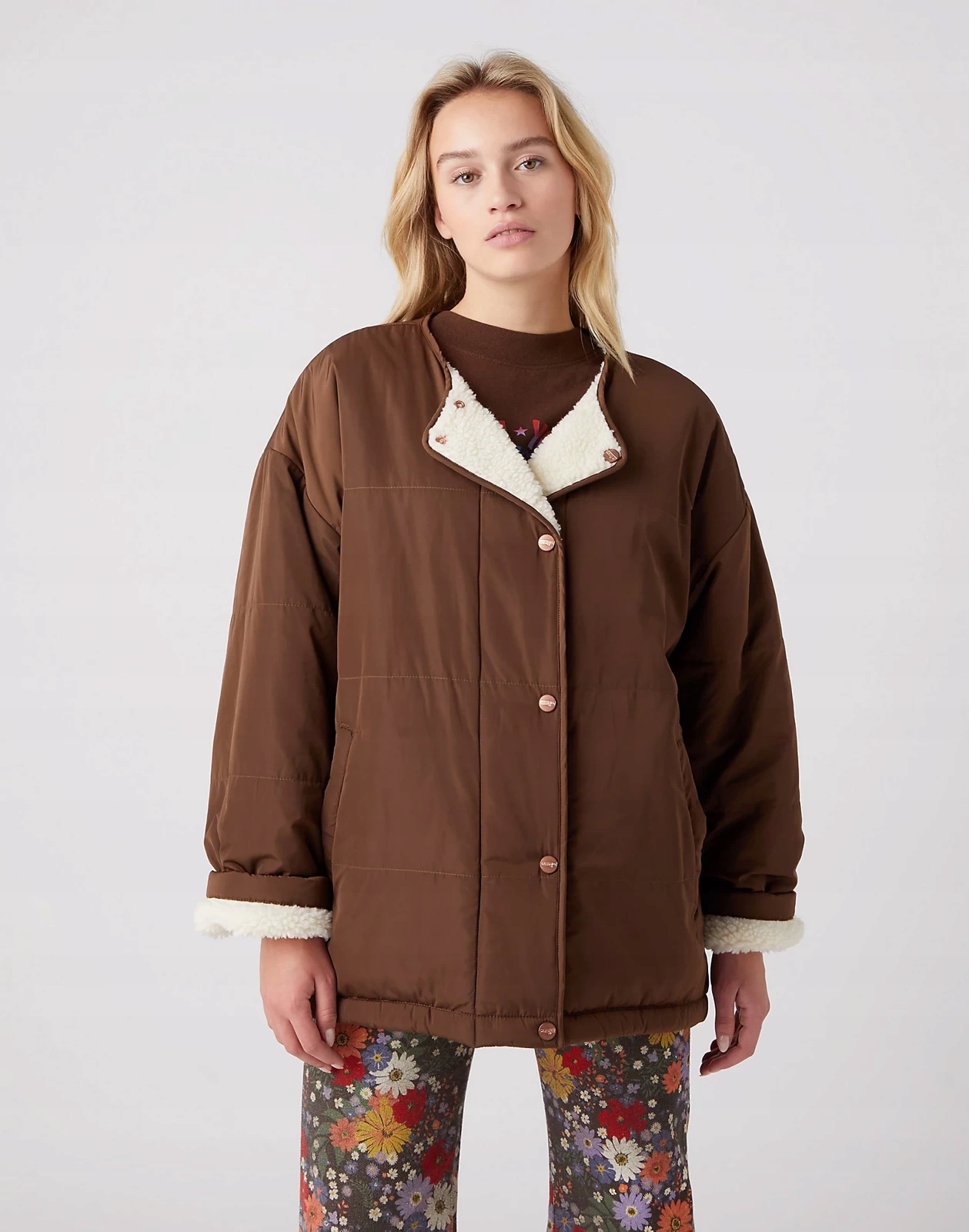 Dámská bunda Wrangler Reversible Sherpa Jacket Carafe Brown W4T3W3XEP XXL