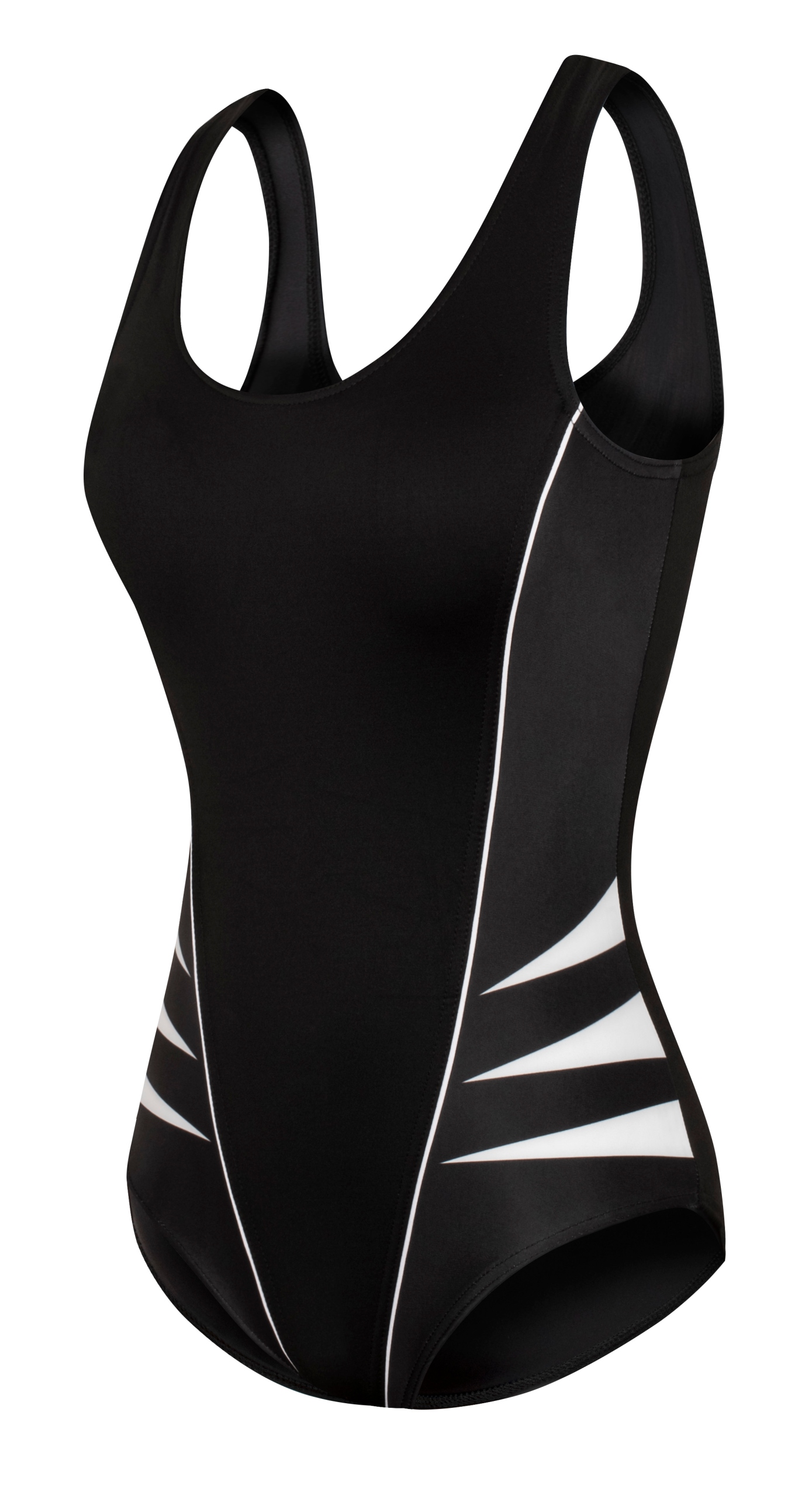 STRÓJ KĄPIELOWY JEDNOCZĘŚCIOWY KOSTIUM DAMSKI wyszczuplający czarny S 36 Cechy dodatkowe błyszczący gładkie miseczki ochrona UV ozdobne paski szerokie ramiączka wielofunkcyjny wyjmowane wkładki