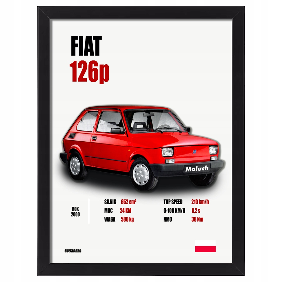 Obraz w ramce Fiat 126p maluch samochód 70x50 cm