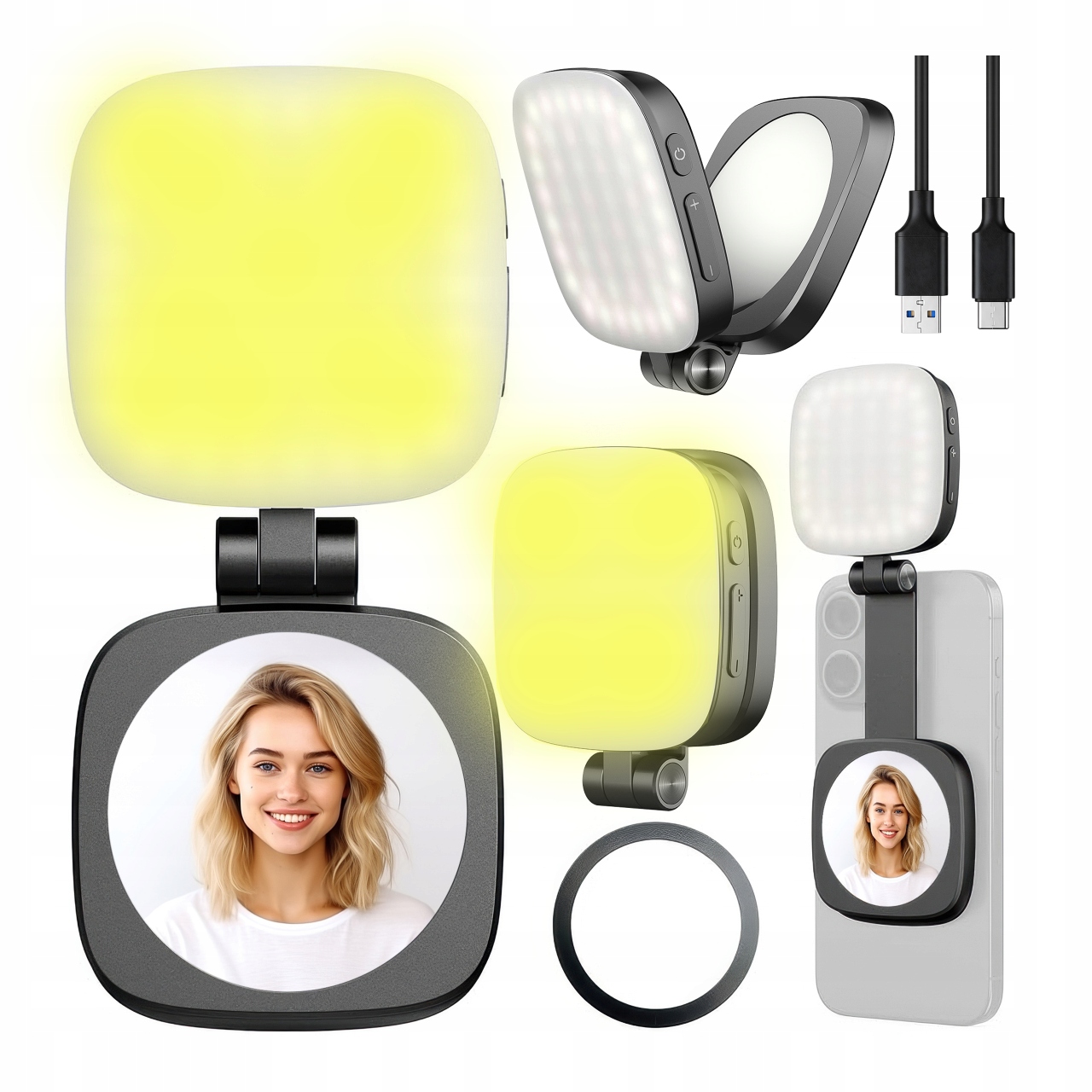 Lampka Led Lusterko Do Makijażu Iphone Magsafe 2700-6500K 850 Mah Kabel
