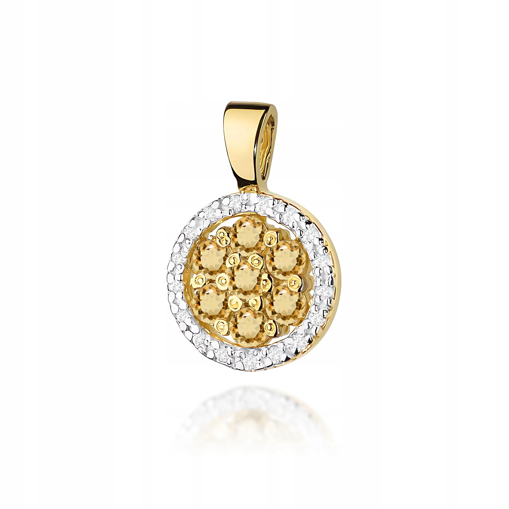 Zlatý přívěsek 585 kolečko se žlutými brilianty 0,8g brilianty 14kt