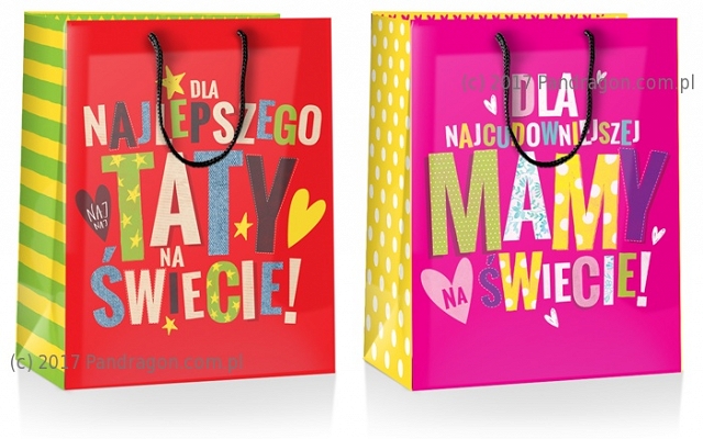 TOREBKA OZDOBNA NAJ MAMA NAJLEPSZY TATA 18x23x10