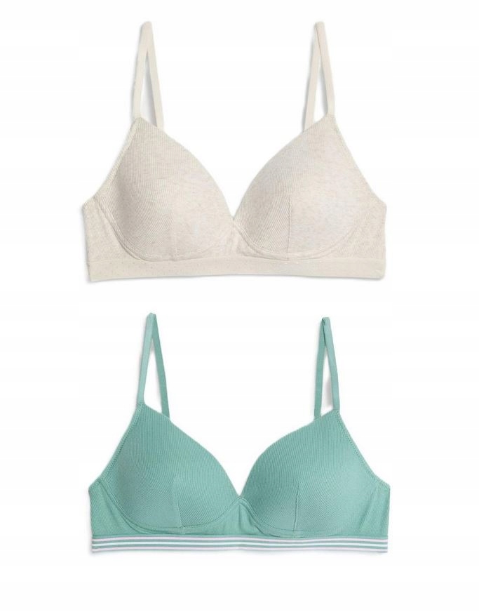 UK 28B 2-pak M&S Cotton Rich Ribbed First Bras dla nastolatki
