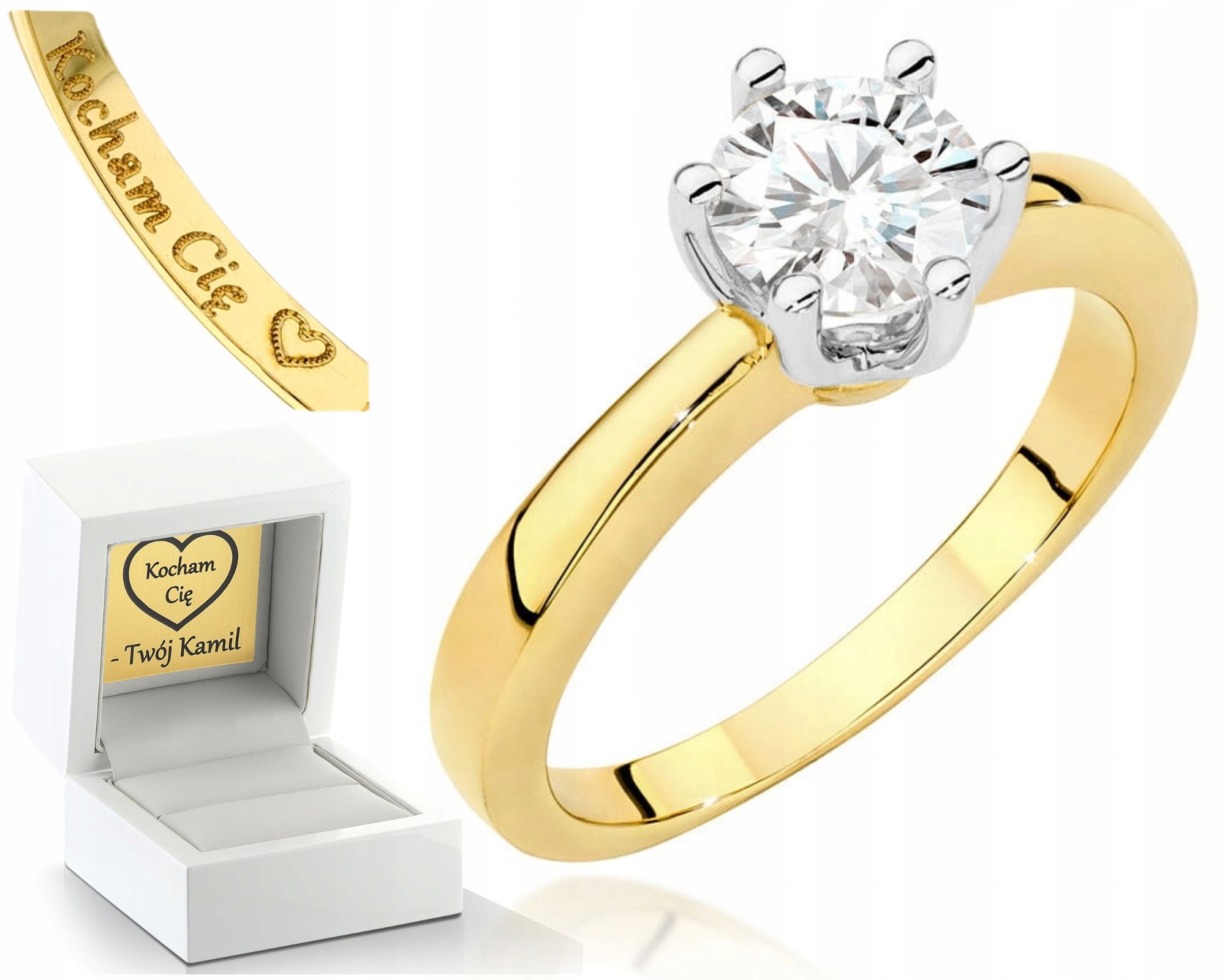 Zlatý Prstýnek S Briliantem 585 Gravírování Uvnitř Prstenu – Dárek