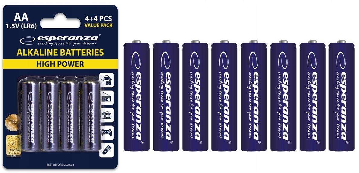 

8 Sztuk Baterie Alkaliczne LR06 R6 Aa Paluszki