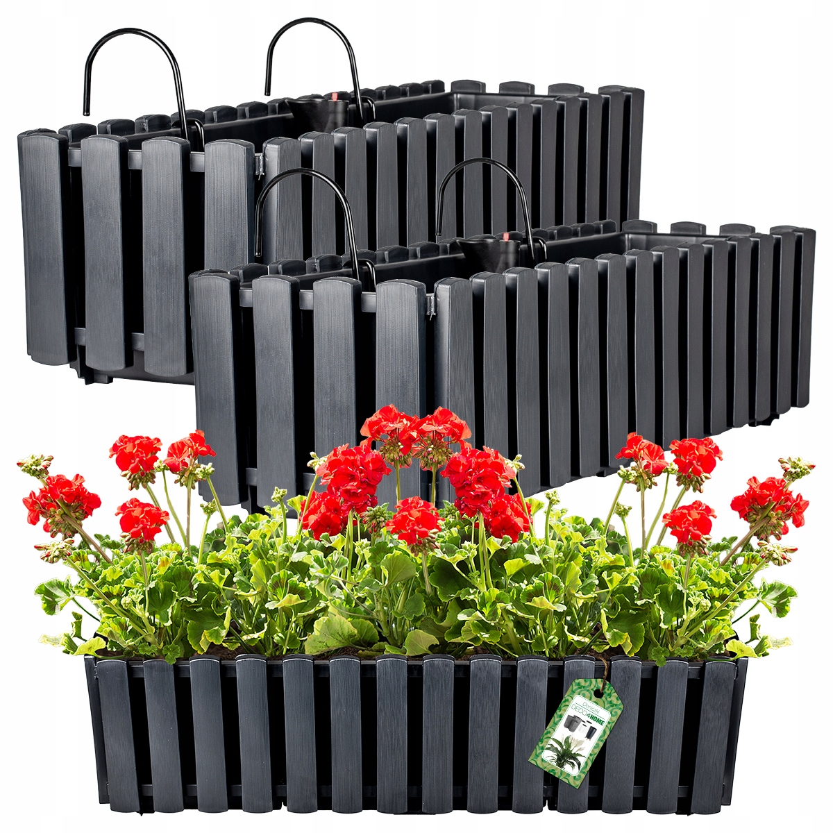 Zestaw 2X Doniczka Wisząca Kwietnik Płotek Skrzynka Balkonowa Balustrade