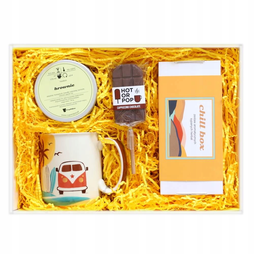 Levně ChillBox Západ Slunce – Letní čajový set s roztomilým hrnkem a lízátkem