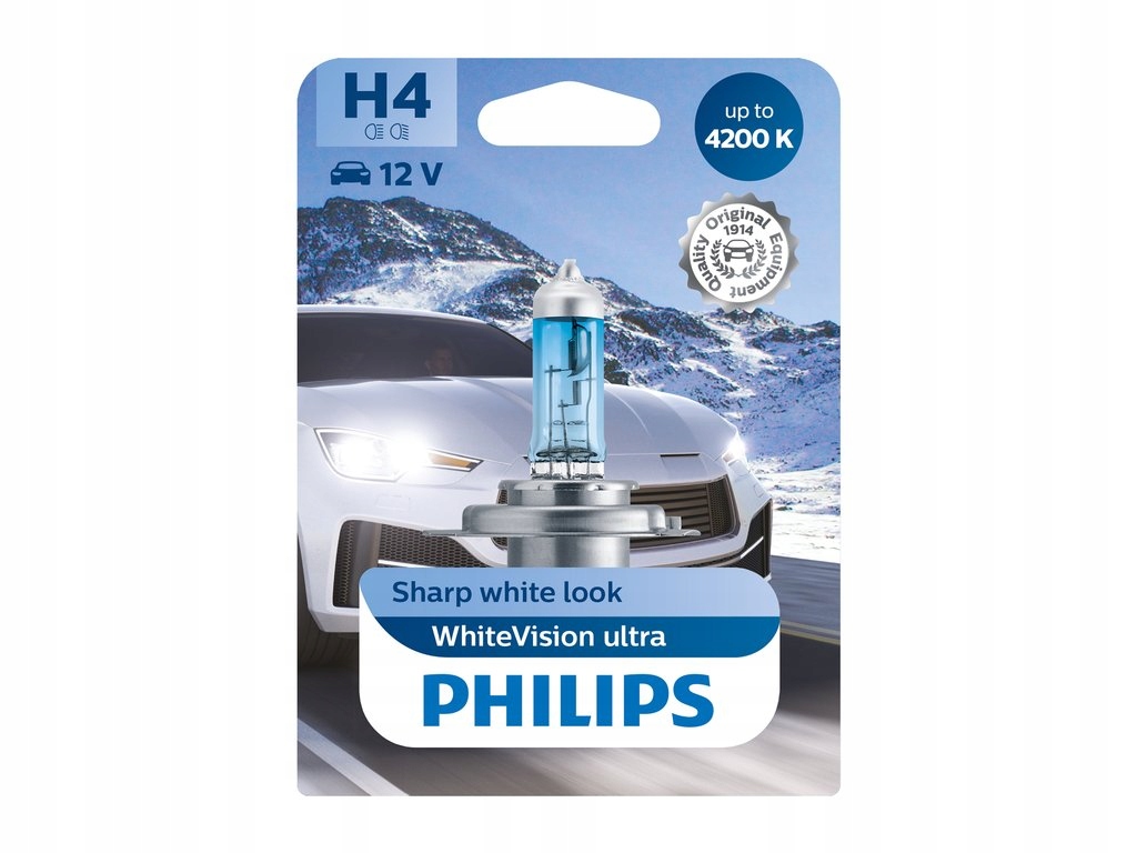 Philips Żarówka H4 12V 60/55W Whitevision Ultra