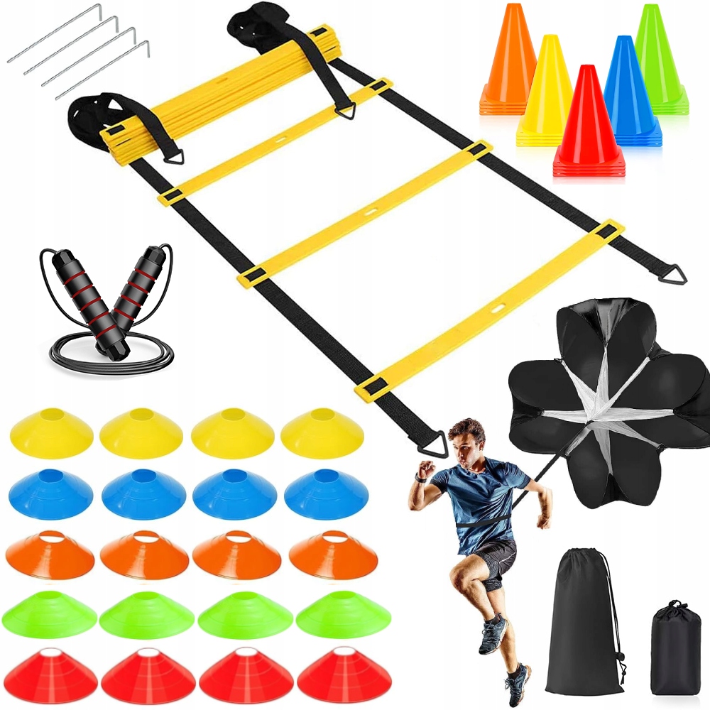 47W1 Zestaw Treningowy Do Piłki Nożnej Drabinka Treningowa Z Pachołkami I Dyskiem
