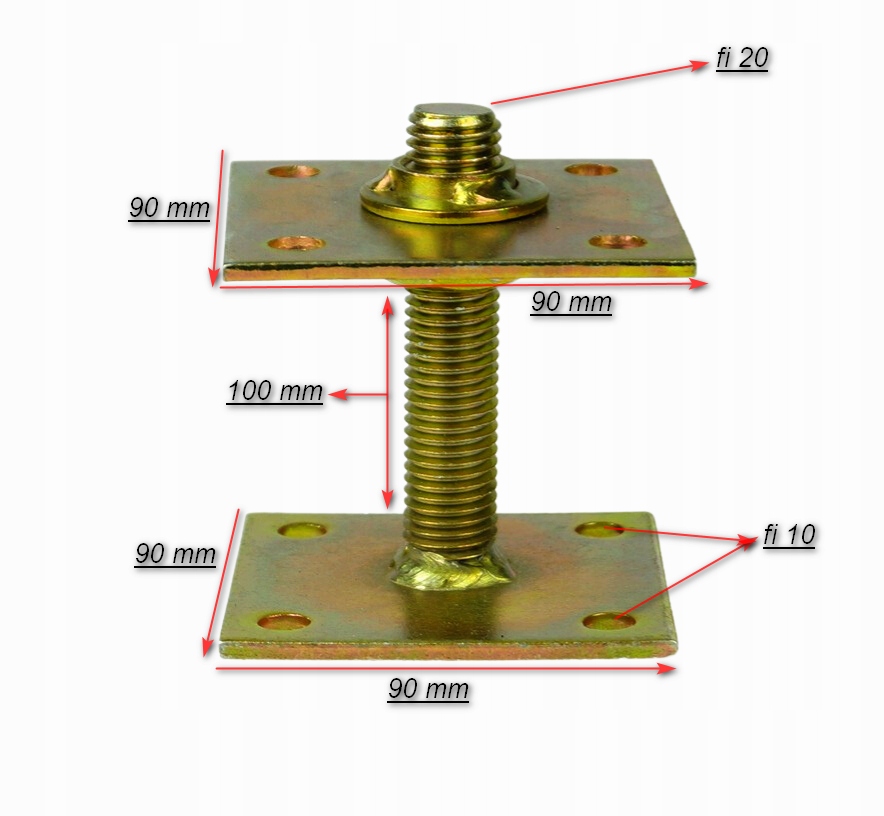 Podstawa słupa regulowana wysokość (w pionie) Rodzaj podstawa słupa