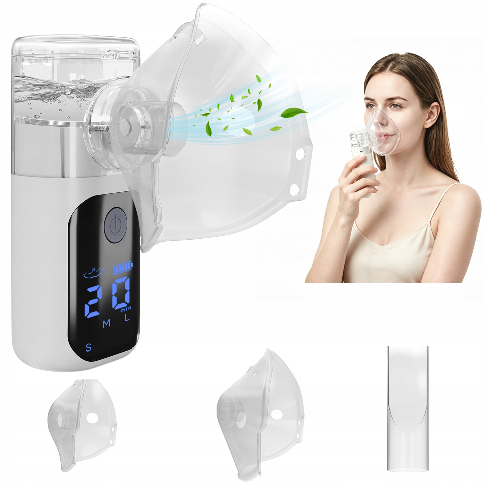 INHALATOR SIATECZKOWY MESH Z WYŚWIETLACZEM LCD AKUMULATOROWY