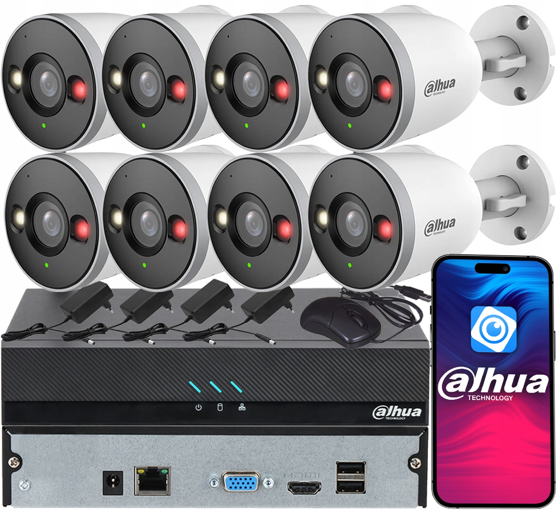 Sada na monitorovanie Dahua 8 kamier IPC-F5DP-IL 5MPx Smart Dual Light Audio