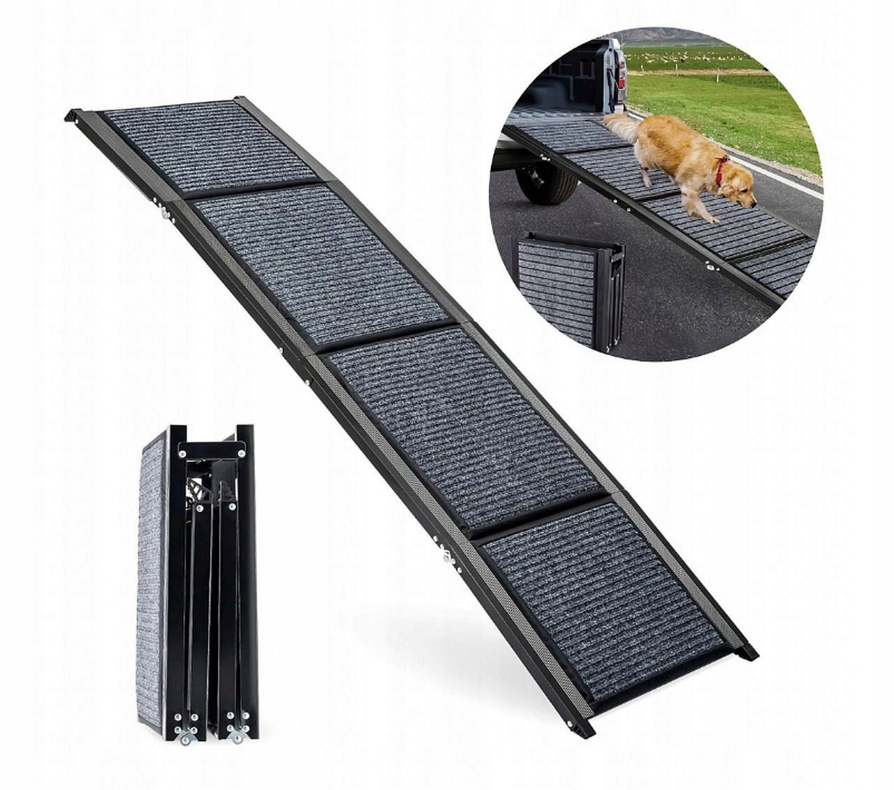 Levně Skládací rampa pro psa 170 cm s protiskluzovou plochou (do 70 kg)