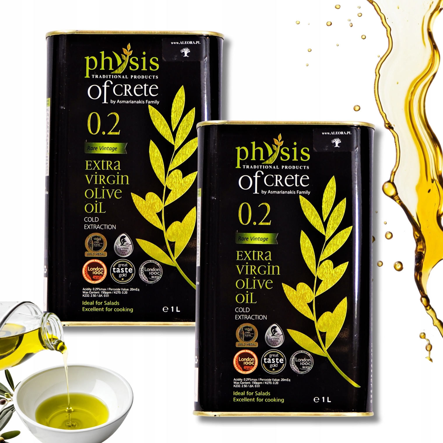 Physis Grecka oliwa z oliwek ExtraVvirgin 0,2 % 2x1 L Zestaw data 01.2028