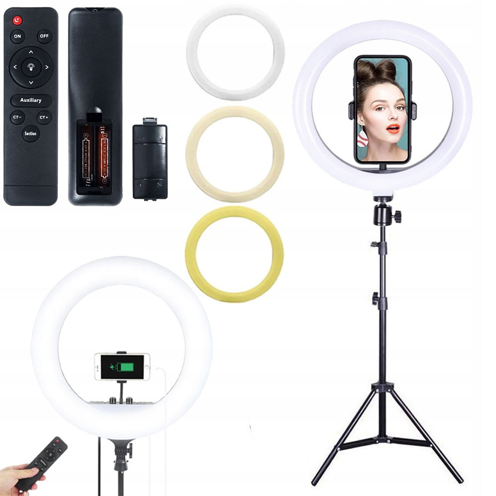 LAMPA PIERŚCIENIOWA DO SELFIE MAKIJAŻ LED +STATYW
