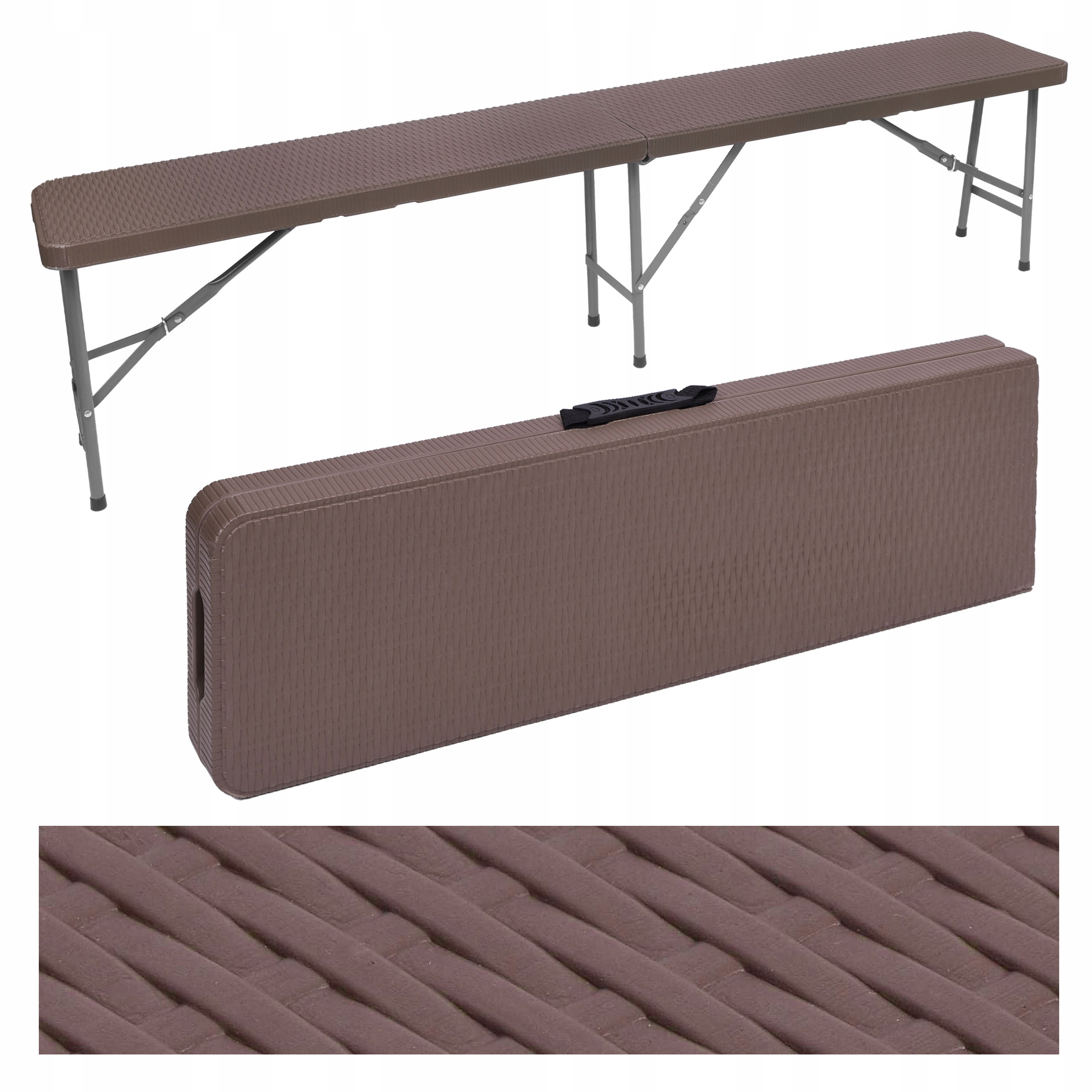 Zahradní Cateringová Lavice Skládací Do Kufru, Imitace Ratanu, Hnědá