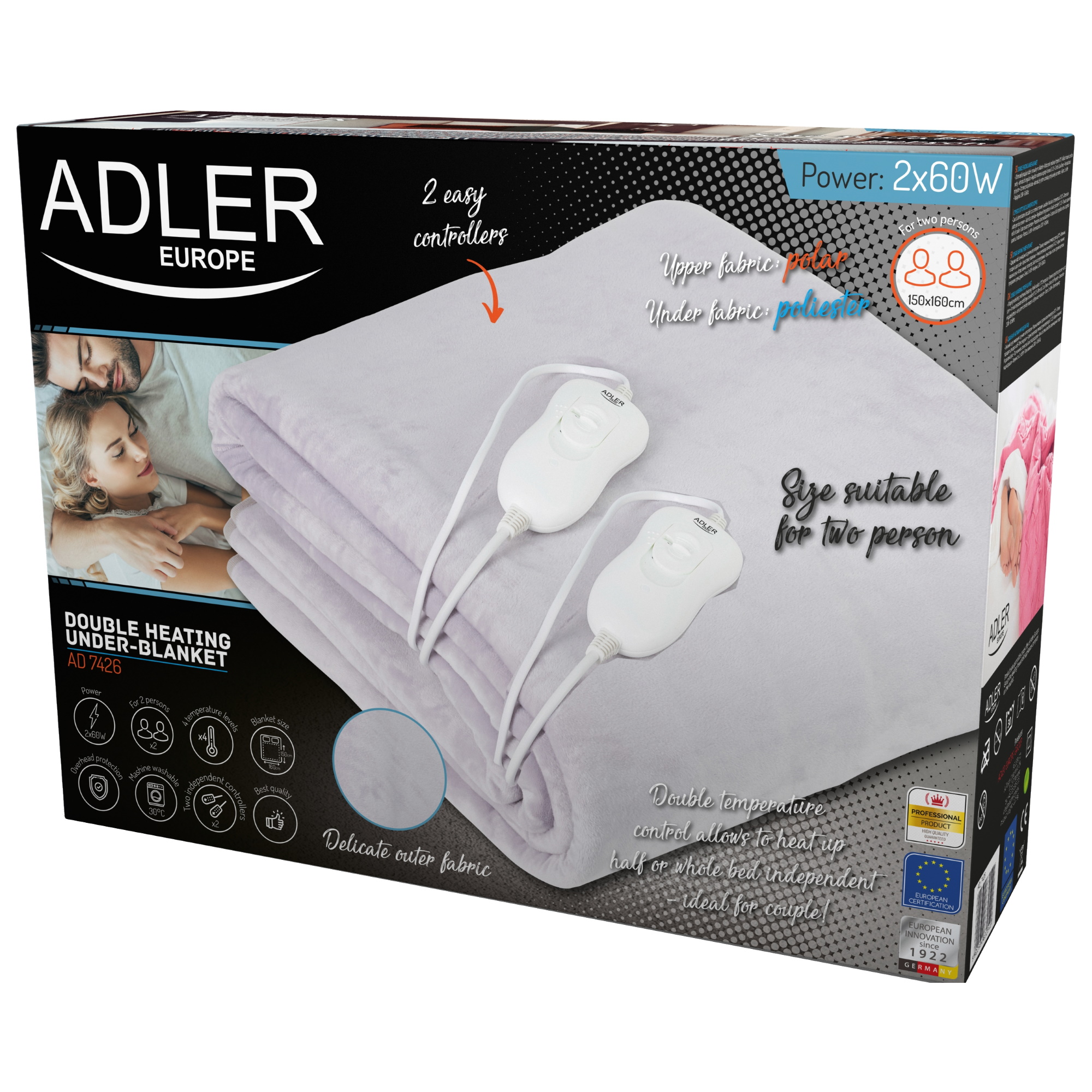 Podwójne prześcieradło elektryczne Adler AD7426