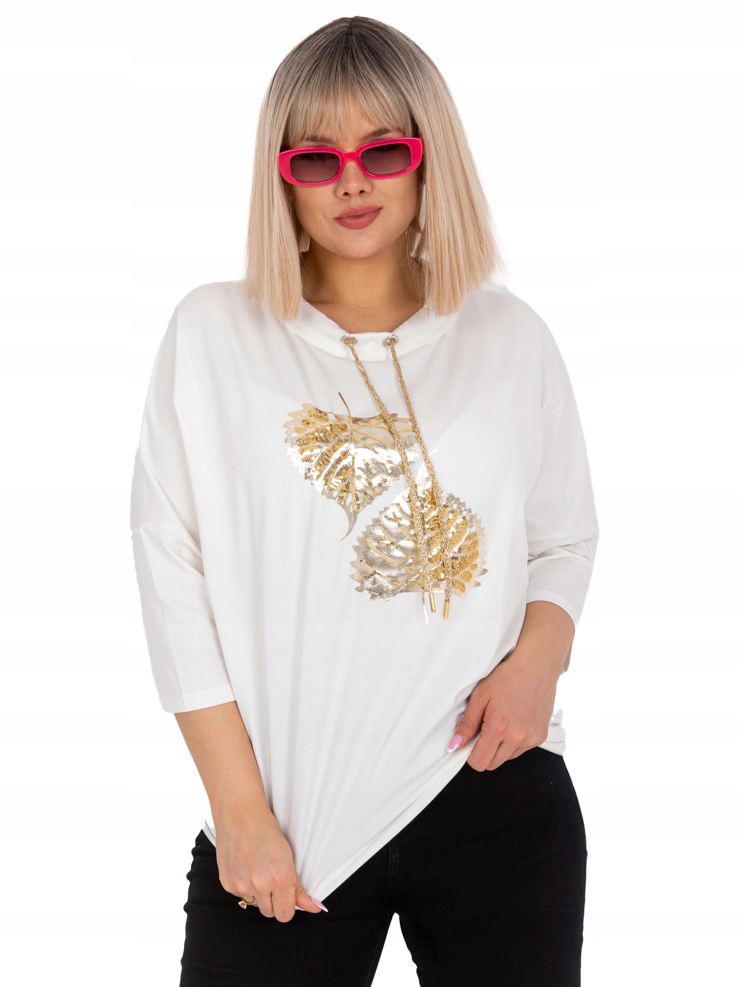 

Codzienna Bluzka damska Plus Size z cekinami