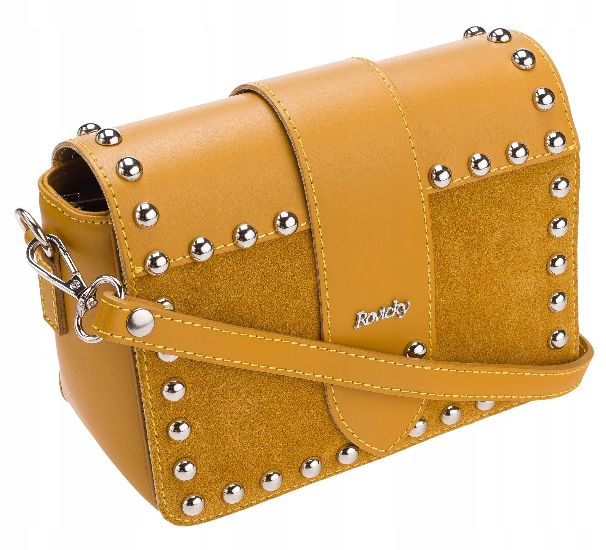 Kožená dámská kabelka přes rameno žlutá Rovicky