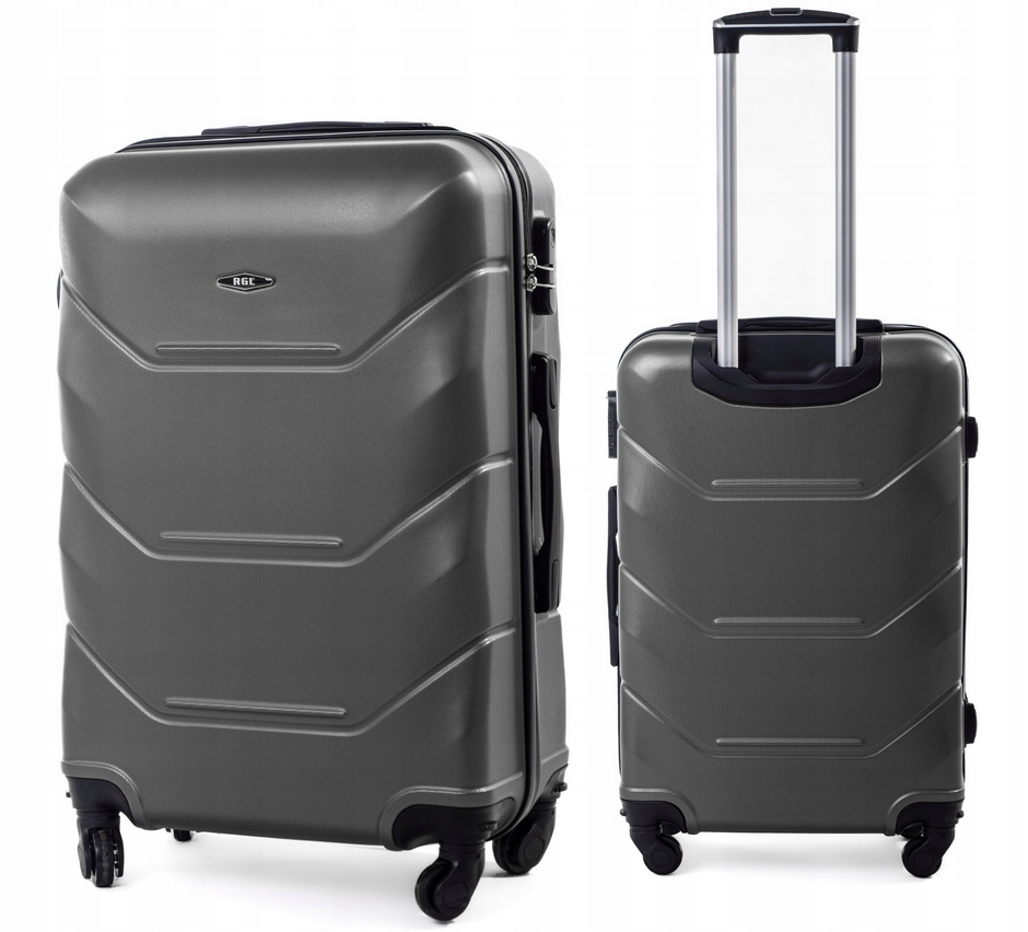 Walizka Średnia Podróżna Twarda Bagaż Rgl Szara Abs 55L
