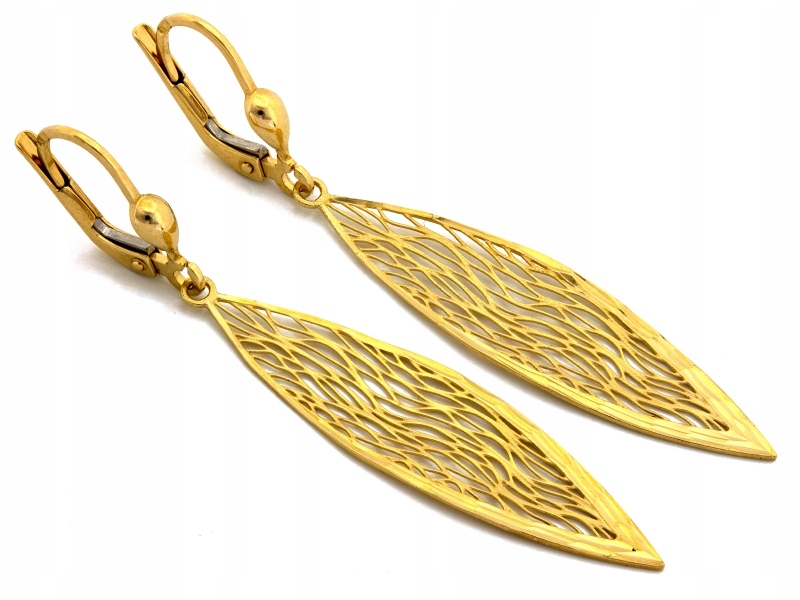 Náušnice Zlaté 585 dlouhé ažurové závěsné anglické Pro Ni