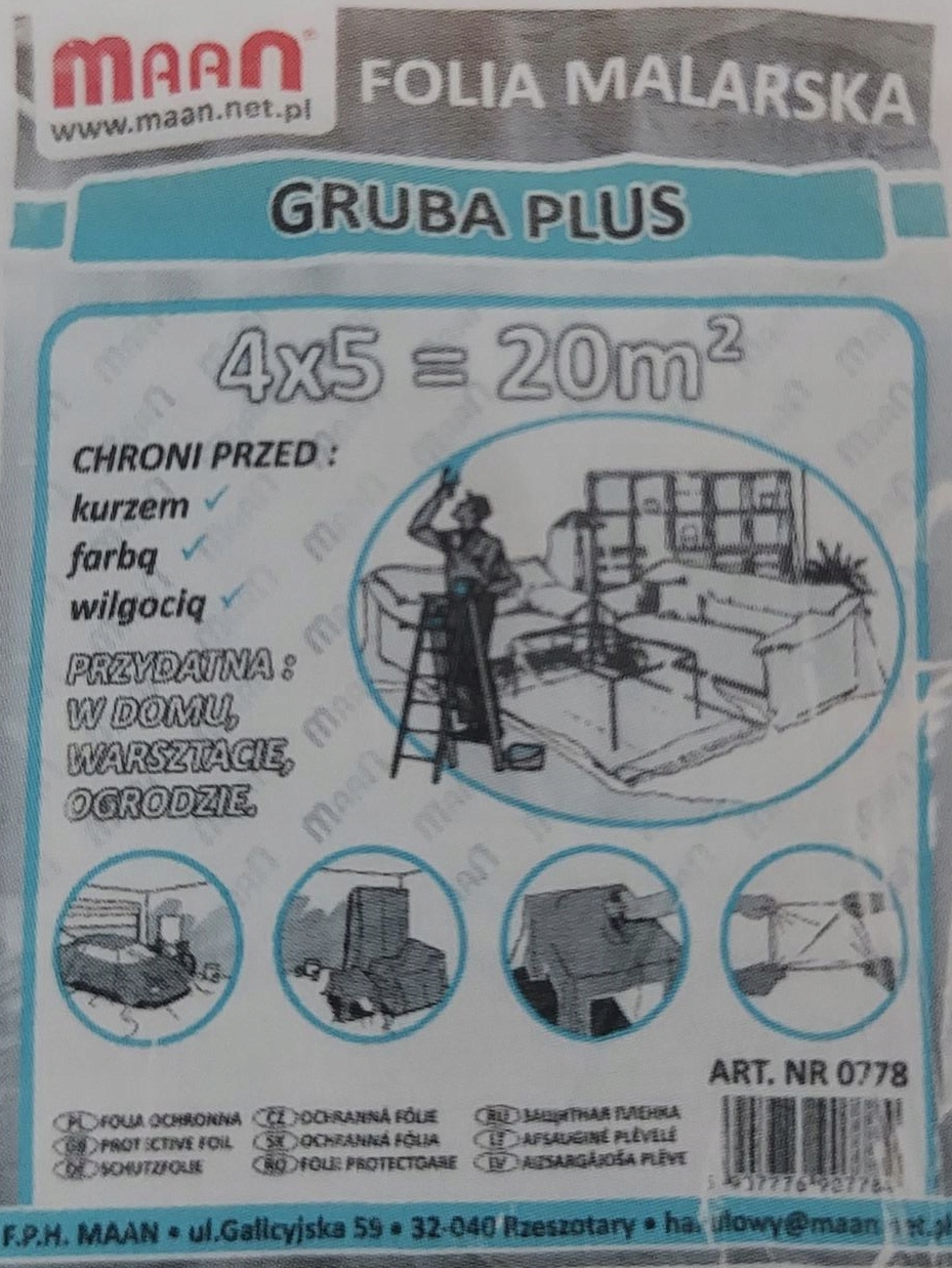 

Folia malarska 4 x 5 M gruba 25um