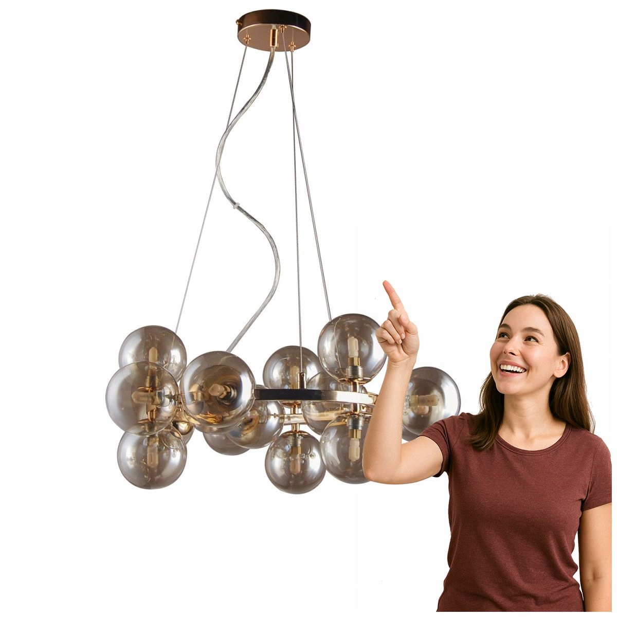 Závesná lampa Marbelio Zlatá do obývacej izby a jedálne Italux