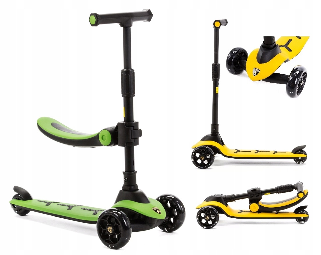 Hulajnoga Jeździk 2w1 Lamborghini z siedziskiem Led koła Regulowana 12m+