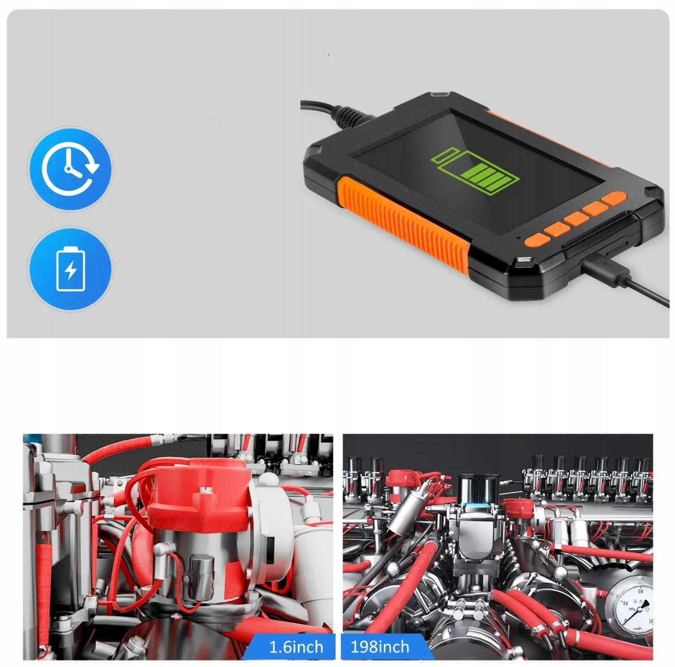 KAMERA INSPEKCYJNA ENDOSKOP 5M 8LED 1080P HD LCD! Model WGR2.3