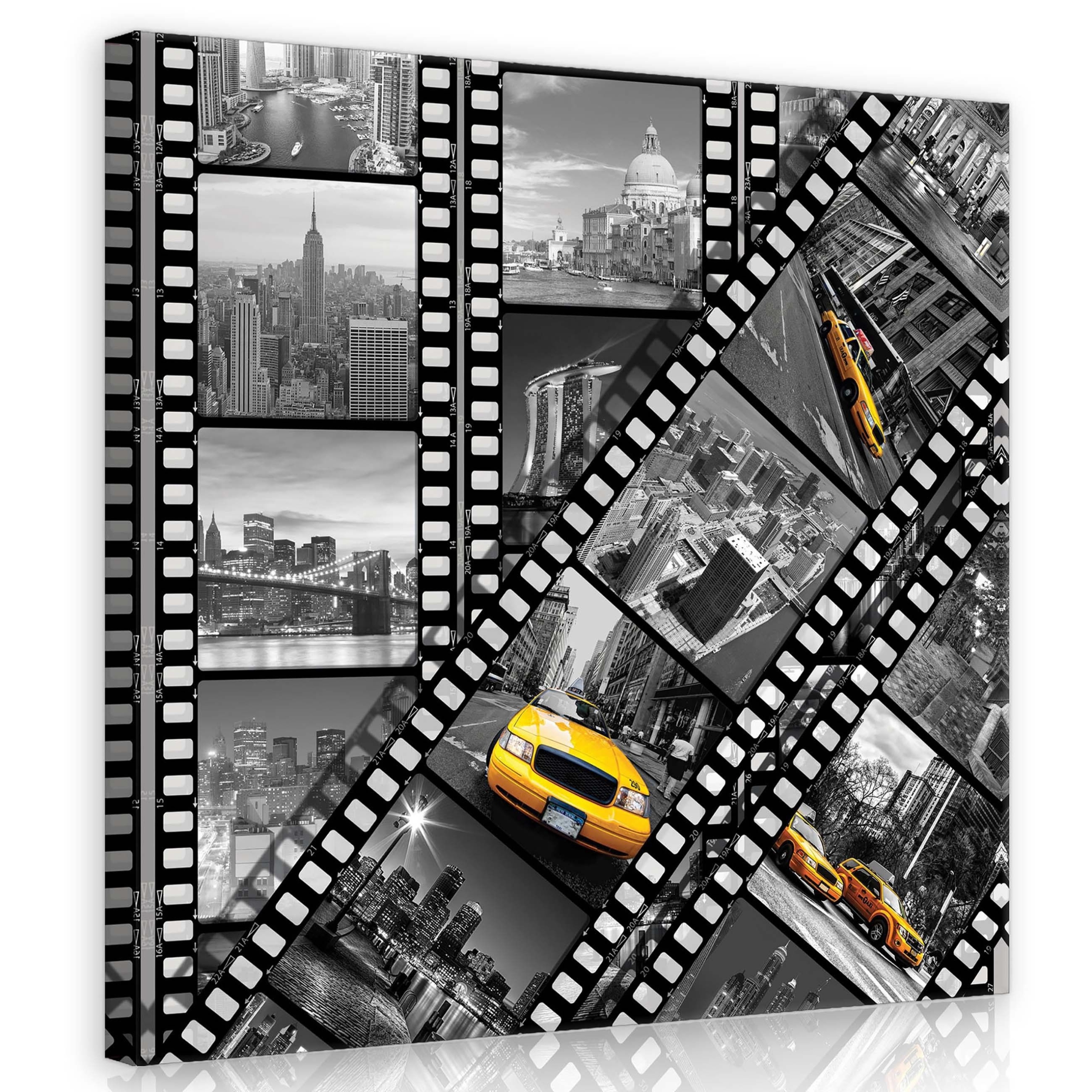 Obraz 80x80 Film černobílé fotografie New York taxi cestování po městě