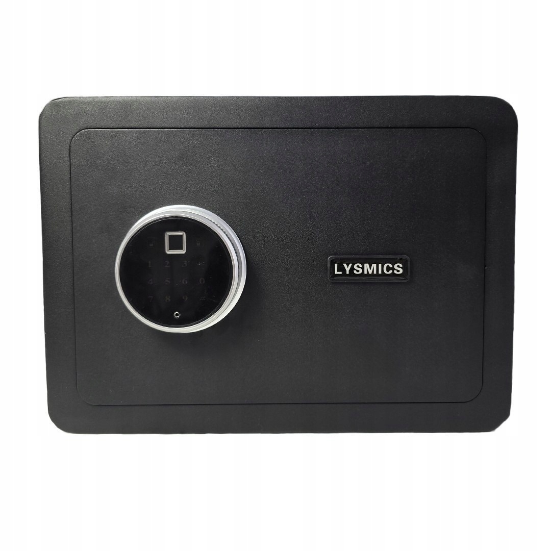 Czarny sejf biurowy na kod i klucz odcisk palca