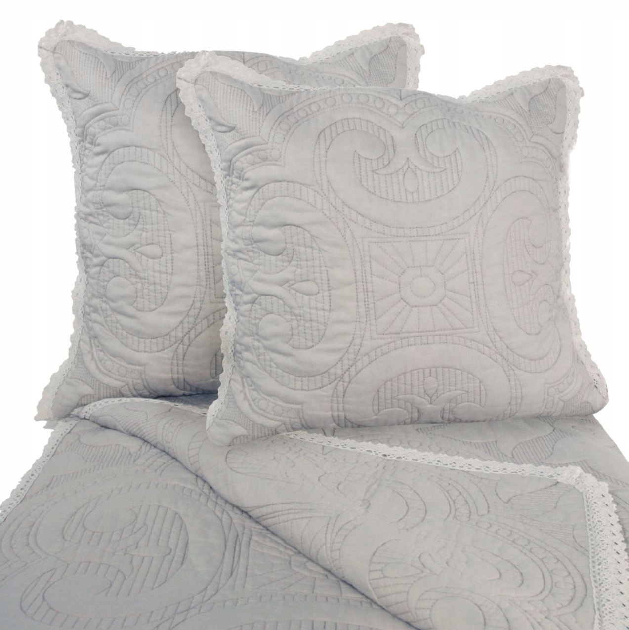 Narzuta bawełniana 200x220+2xposzewka SZARA (MM00011A) • Cena, Opinie