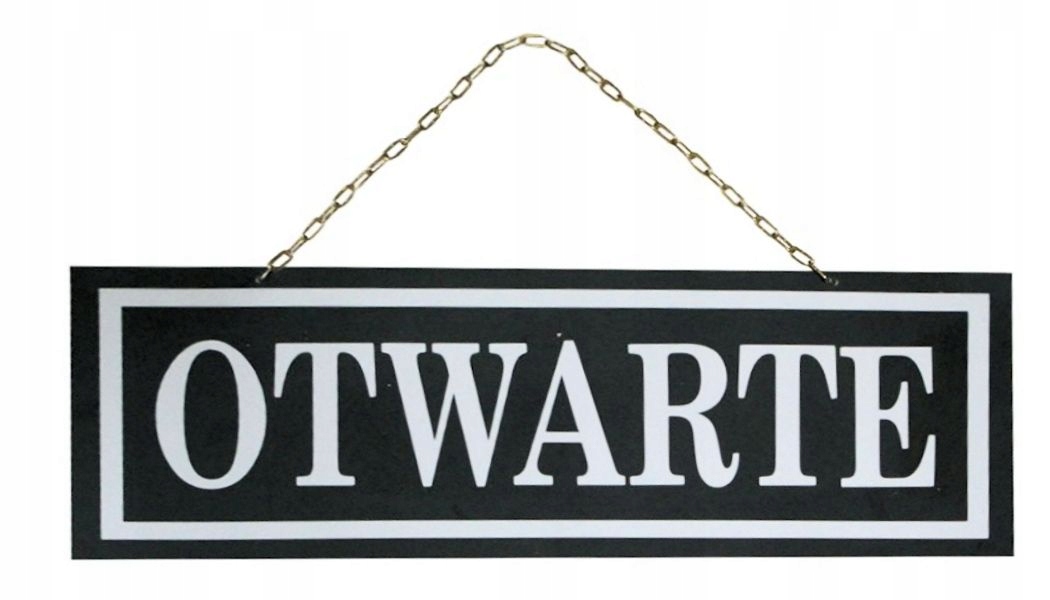TABLICZKA czarna OTWARTE ZAMKNIĘTE 31x11cm SREBRNE