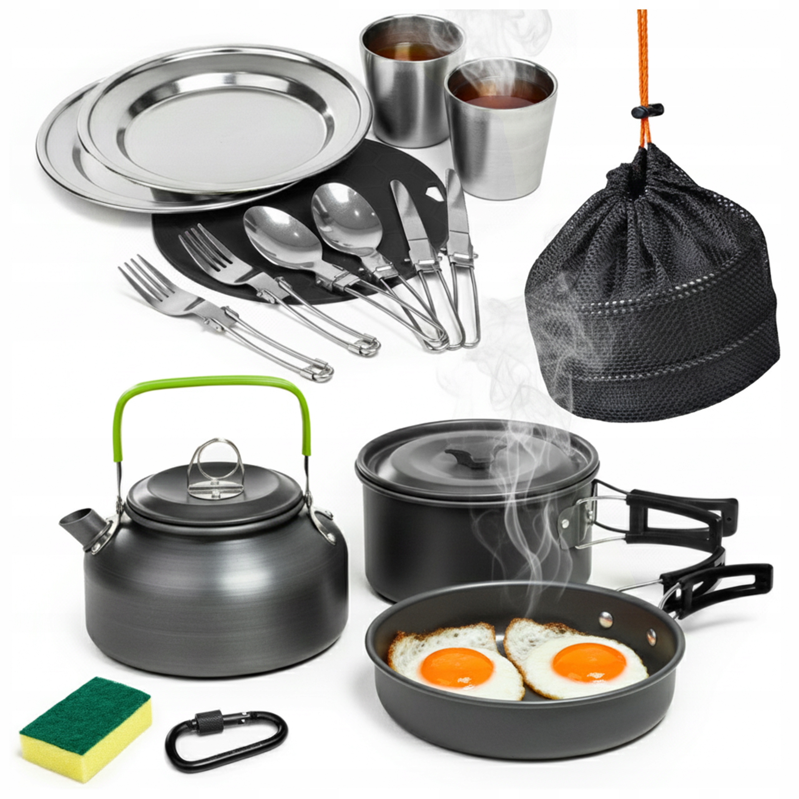 Zestaw Turystyczny Garnków Naczyń Składane Naczynia Kubek Miski Zestaw XL