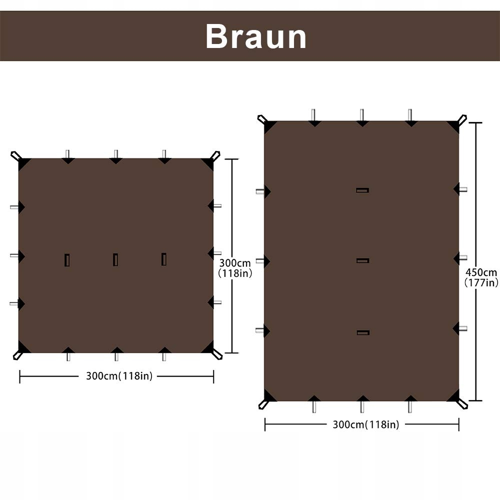 KALINCO Tarp Campingowy Ochrona UV Przeciwdeszczowy 3x4.5M Brązowy — miniatura 2