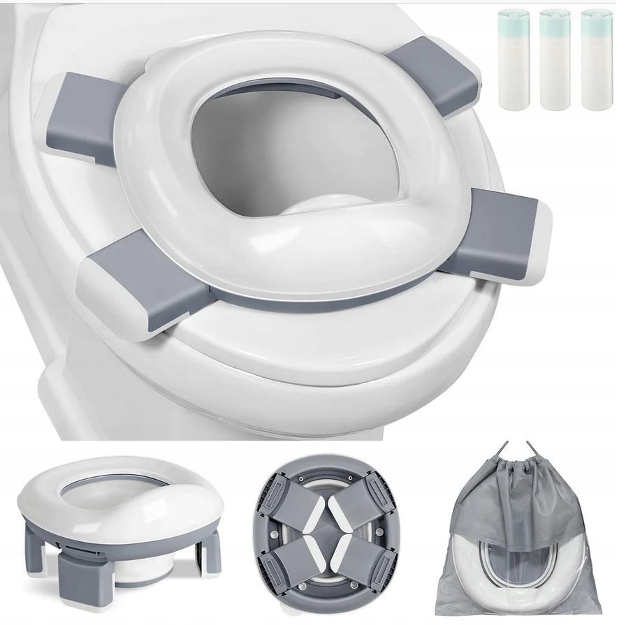 NOCNIK WIELOFUNKCYJNY PRZENOŚNY NAKŁADKA NA TOALETE SZARY