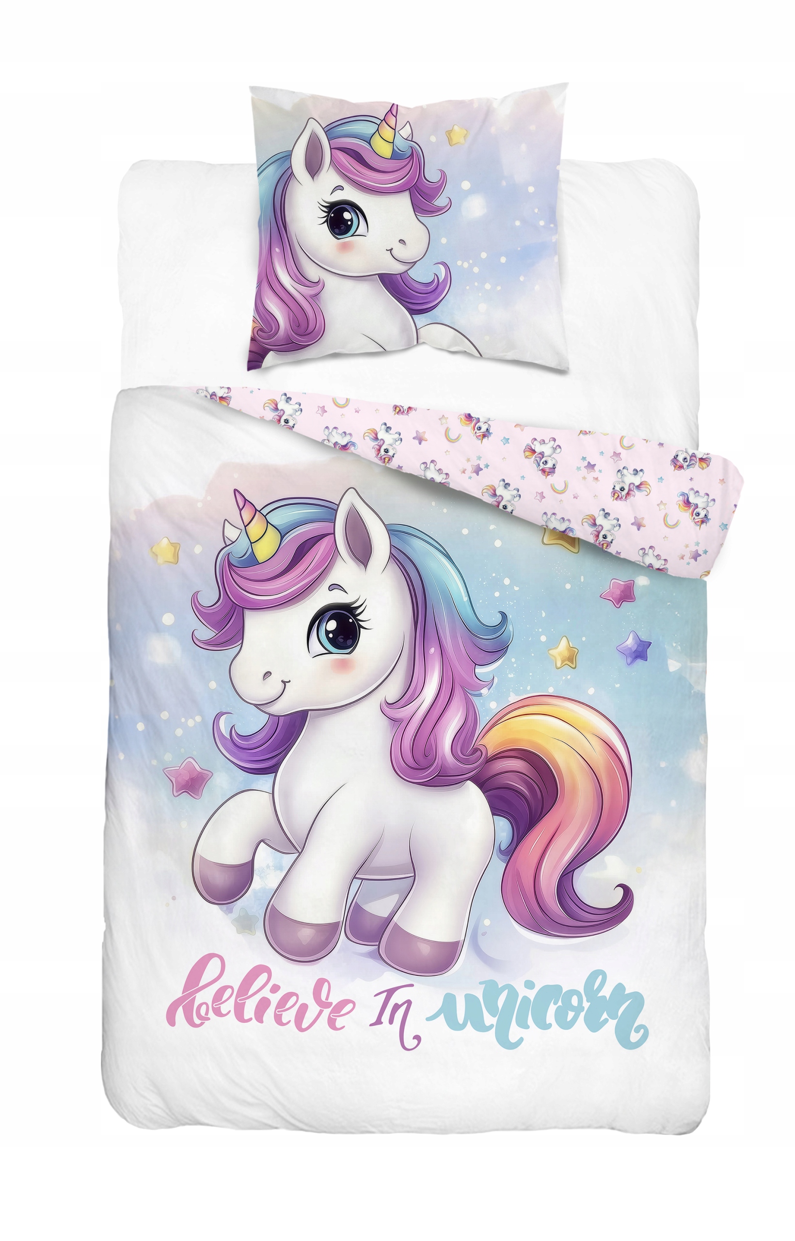 Komplet pościeli Unicorn Kucyk Pony Jednorożec 160x200 cm bawełna