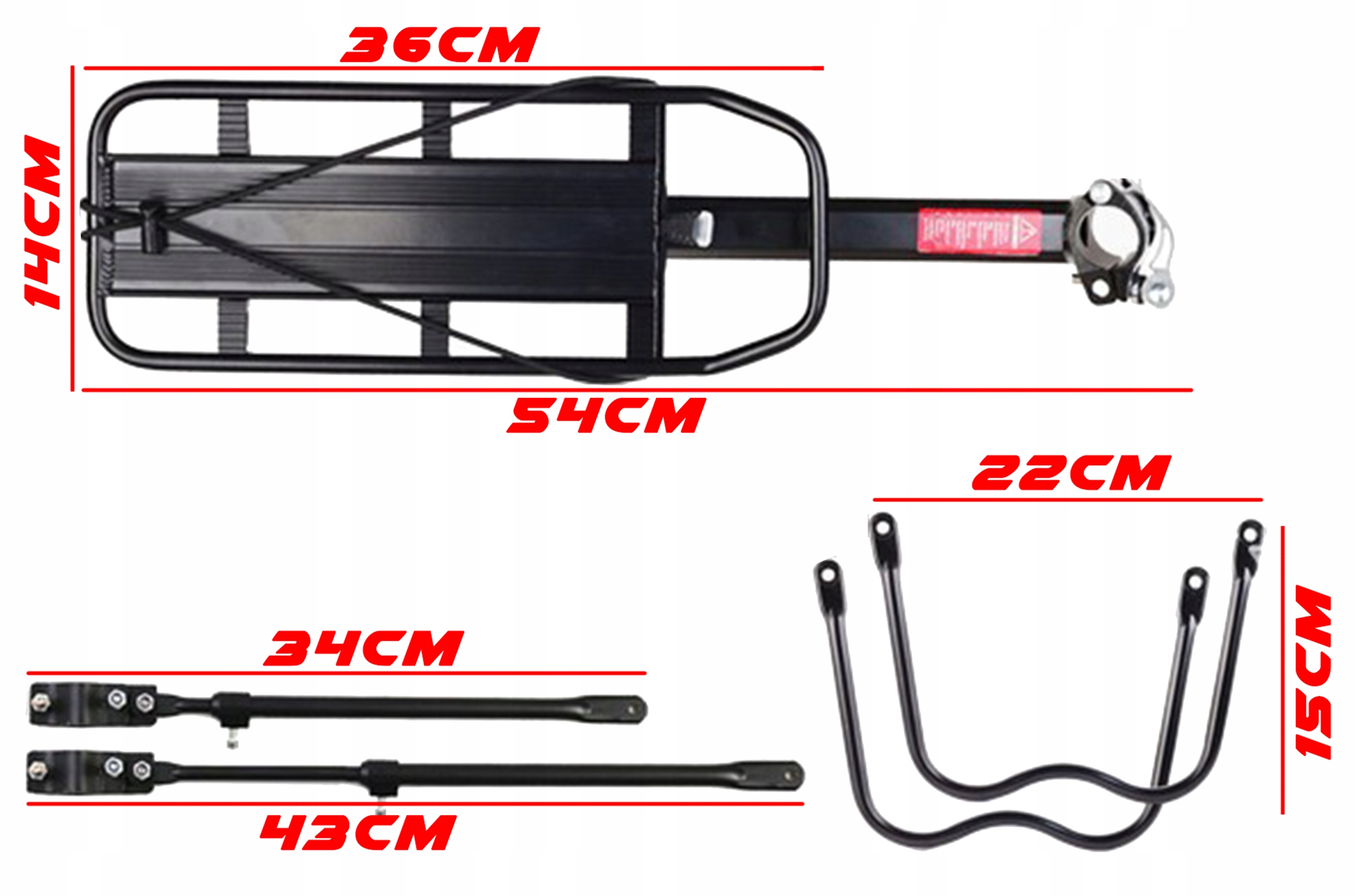 BAGAŻNIK ROWEROWY ALUMINIUM UNIWERSALNY + Torba Kod producenta BAGAŻNIK DO ROWERU