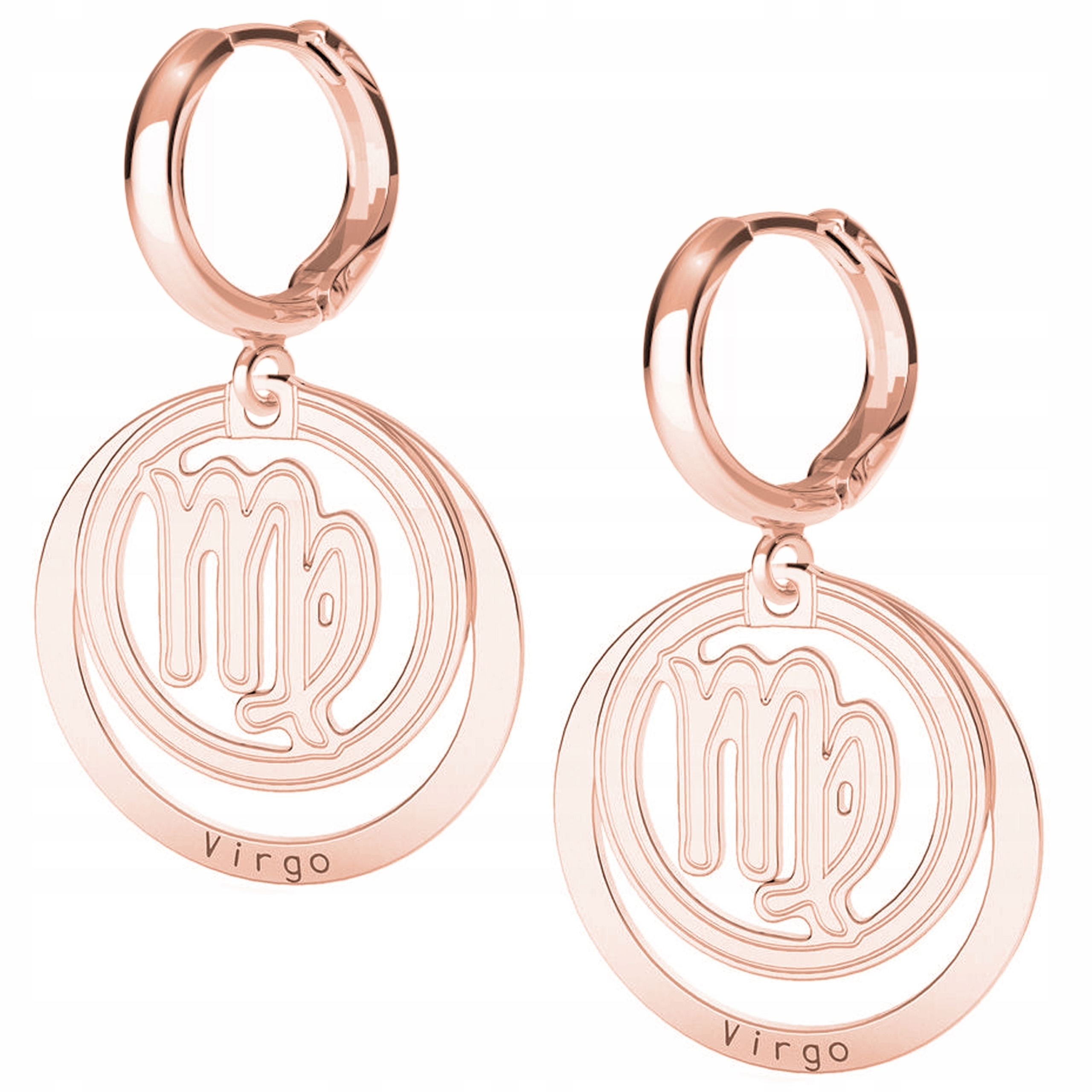 Náušnice Znamení zvěrokruhu Panna růžové zlato 925