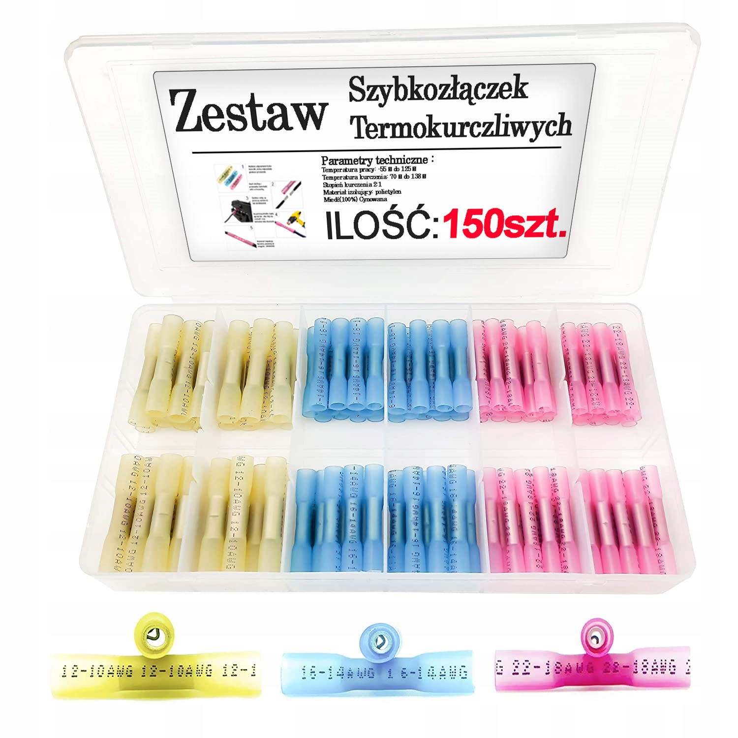 

Szybkozłączka termokurczliwa zaciskowa mufa 150szt