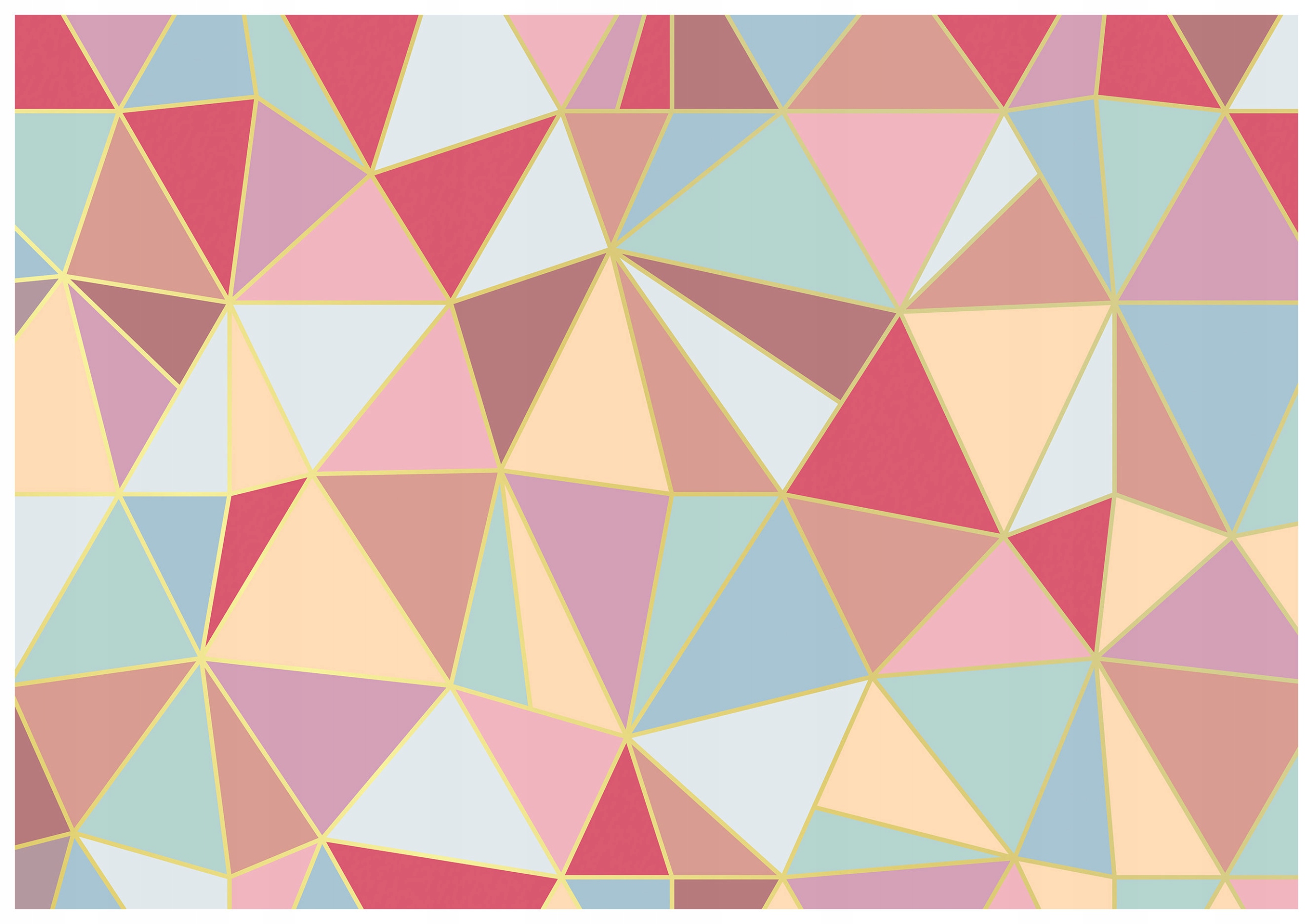 Vliesová fototapeta Geometrické trojúhelníky zlato-pastelové 368x254 lepidlo