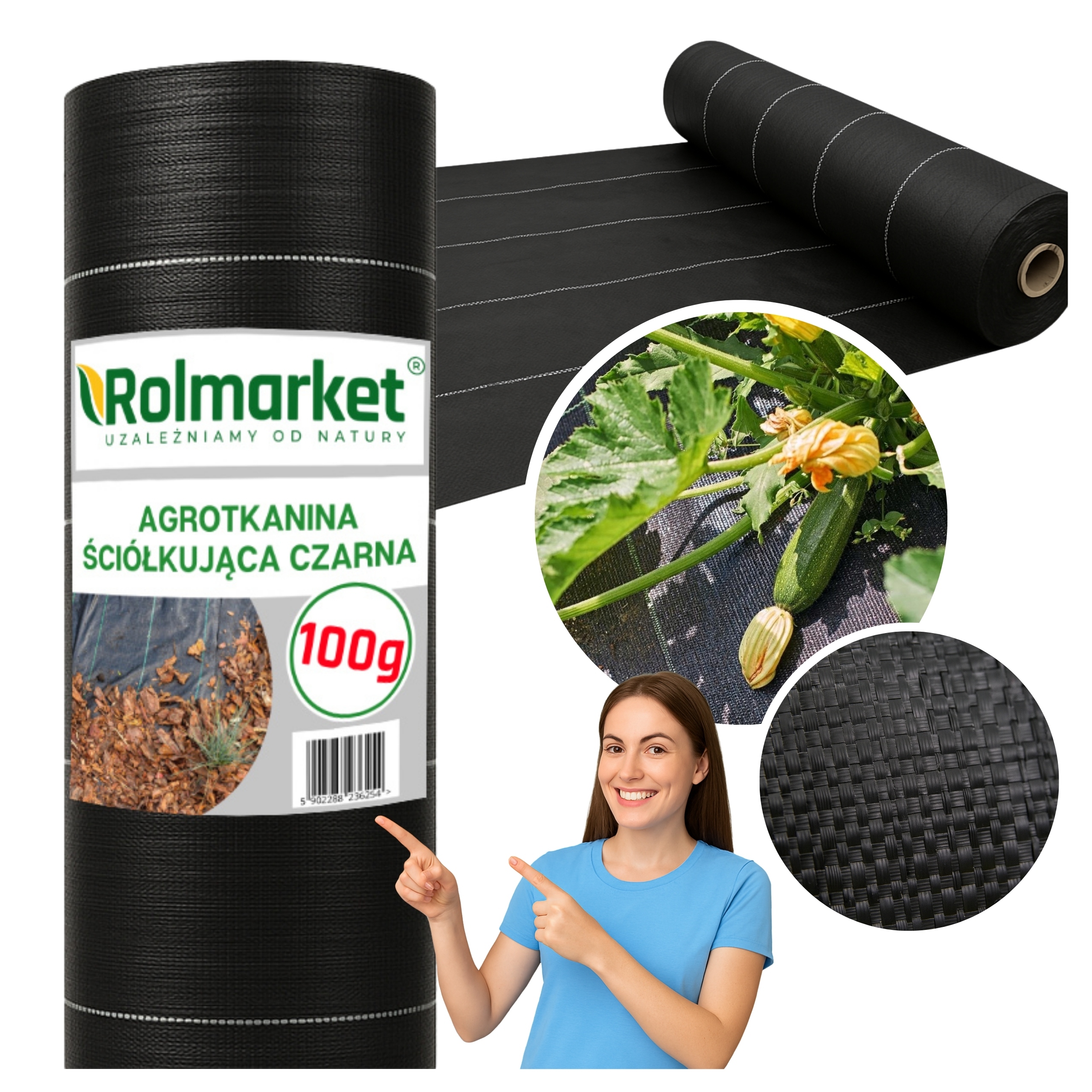 Agrotkanina 2,1x100m Gruba 100g Uv Mata Antychwastowa Włóknina Na Chwasty