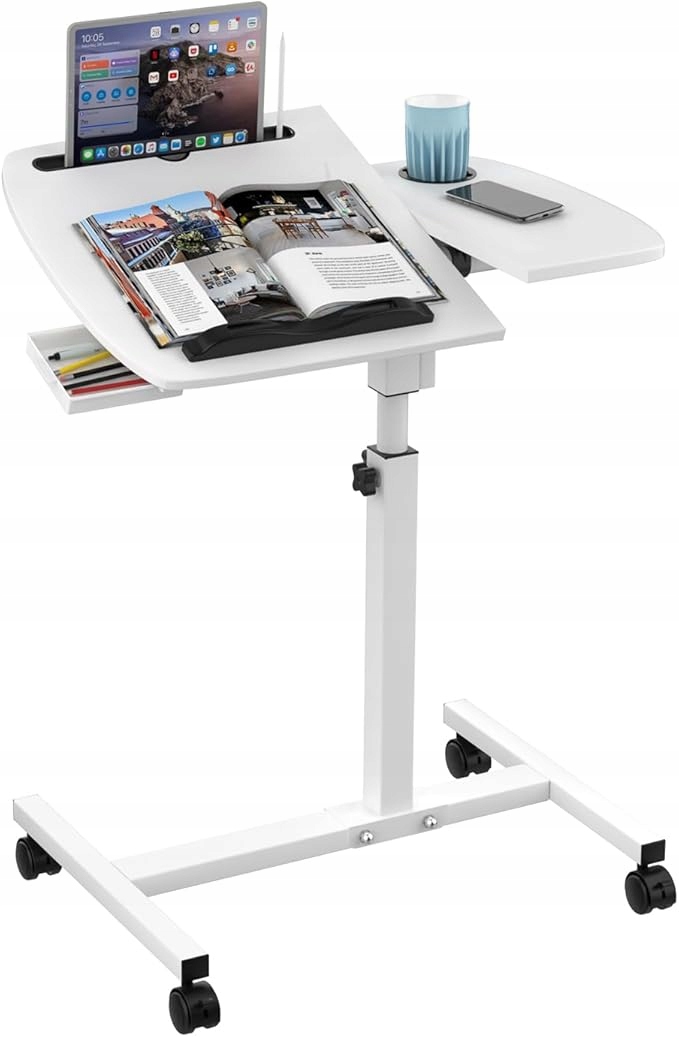 Mobilný písací stôl s reguláciou výšky, 60 x 40 cm, pod notebook s zásuvkou