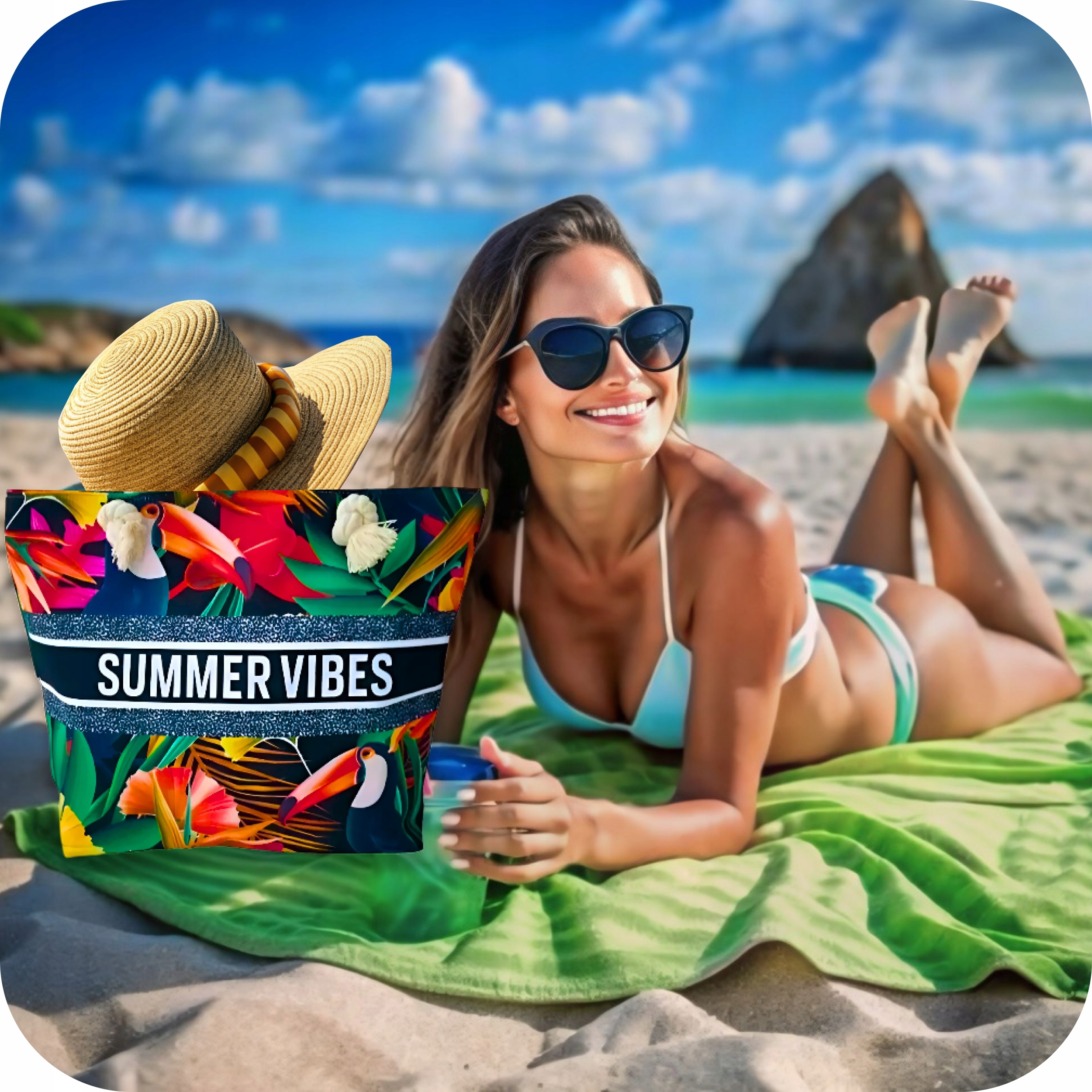 TORBA PLAŻOWA DUŻA ZAPINANA NA ZAMEK TOREBKA SHOPPER Z PODSZEWKĄ PIKNIK XXL Marka KREOleo