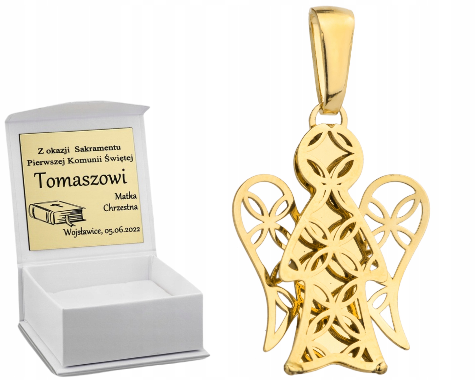 Zlatý Přívěsek Přívěsek Anděl Ažurový 585 Gravírování