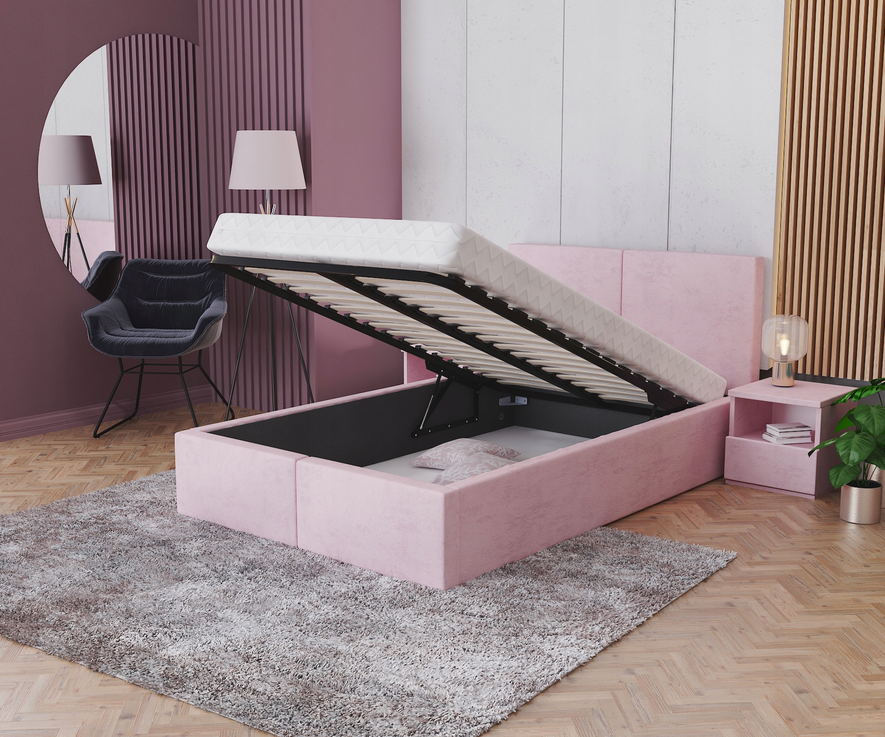 Čalouněná postel 120x200 kovová konstrukce matrace