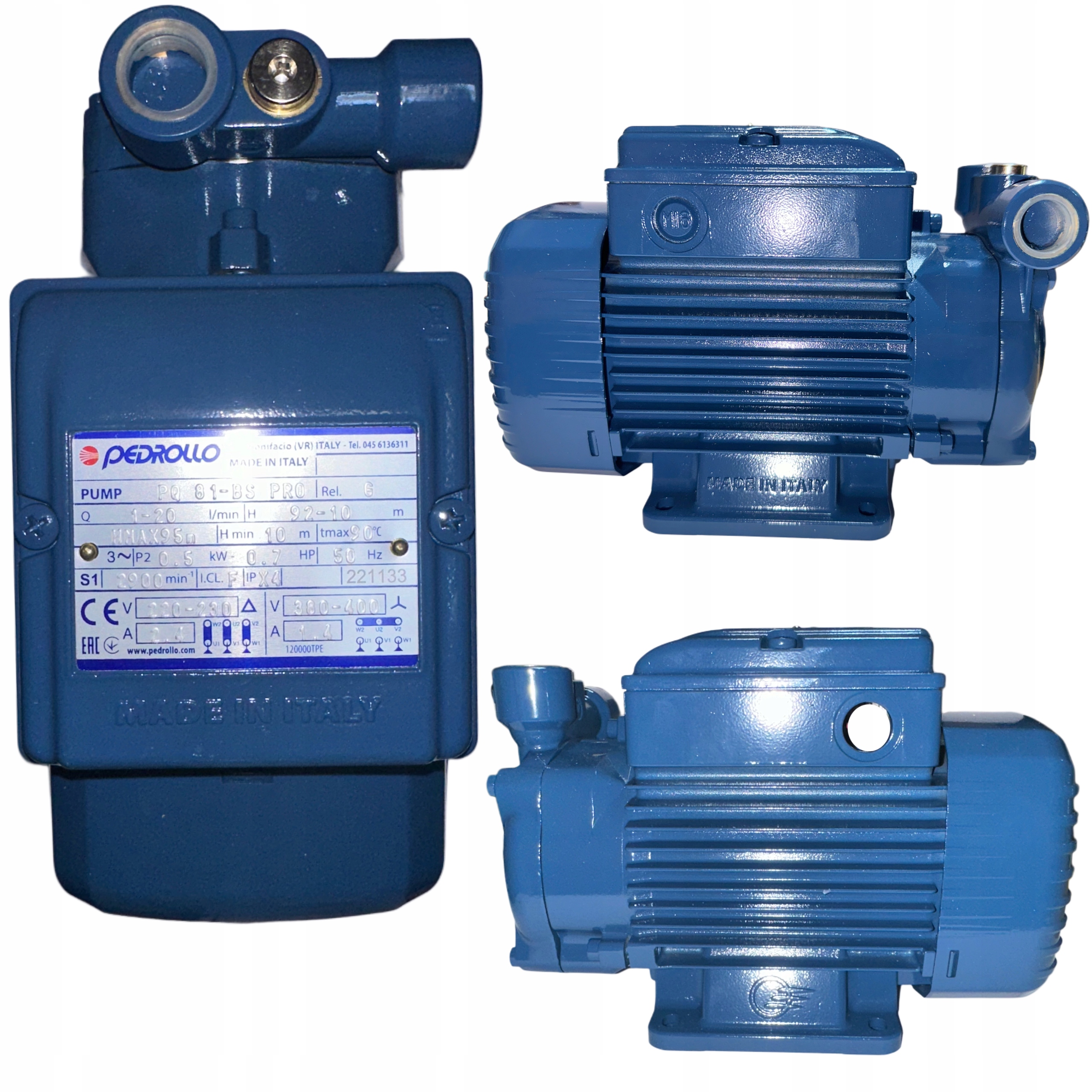 Povrchová Pumpa Na Vodu Robustná, Výkonná Talianska Pedrollo 800W 380V PQ81BS